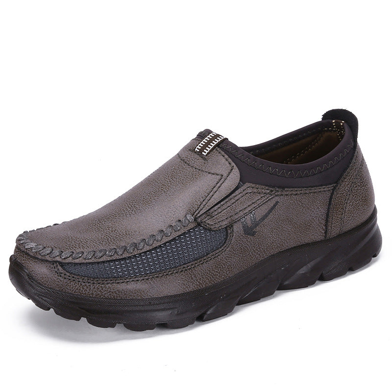 Men Microfiber Leather Hand Stitching Comfy Casual Shoes