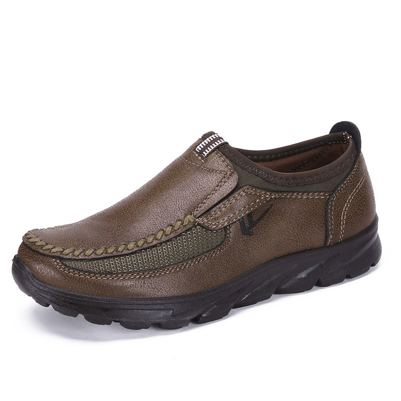 Men Microfiber Leather Hand Stitching Comfy Casual Shoes