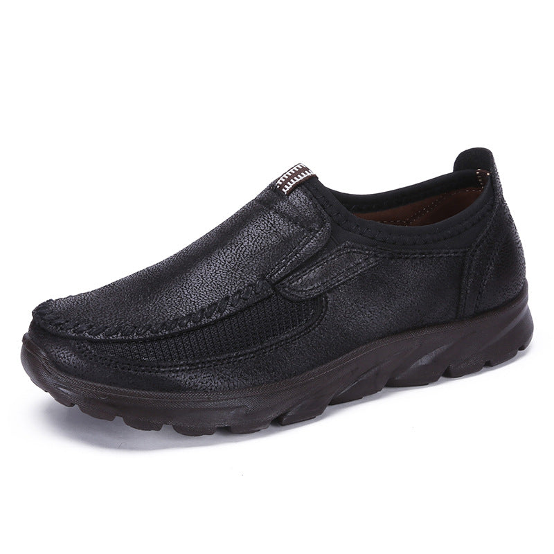 Men Microfiber Leather Hand Stitching Comfy Casual Shoes