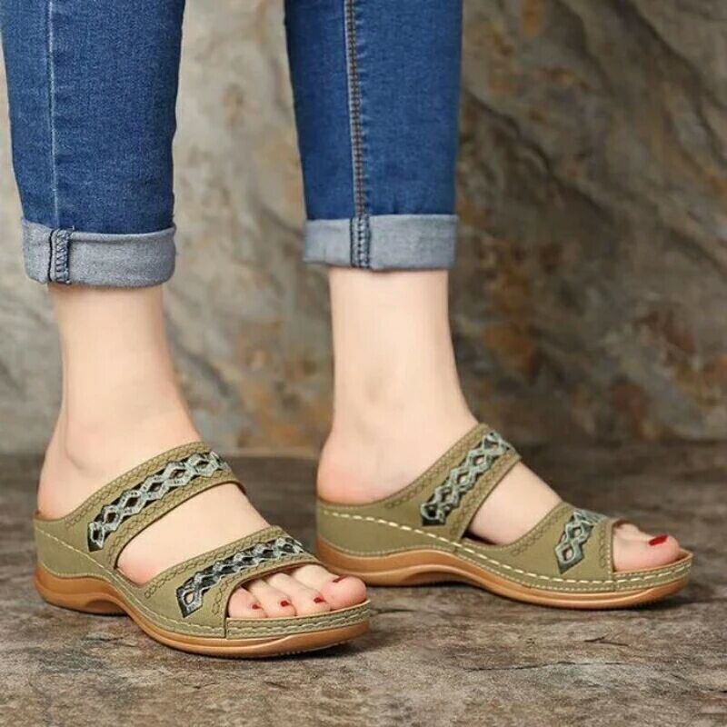 Women Wedge Peep Toe Soft Sole Casual Sandals