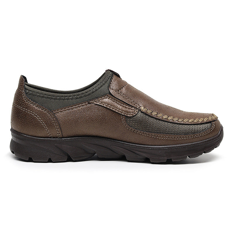 Men Microfiber Leather Hand Stitching Comfy Casual Shoes