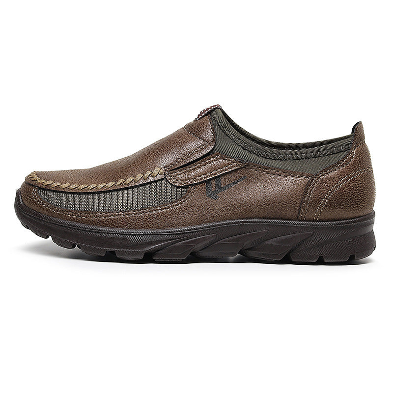 Men Microfiber Leather Hand Stitching Comfy Casual Shoes