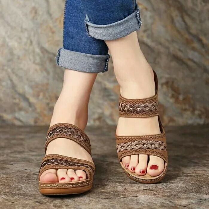 Women Wedge Peep Toe Soft Sole Casual Sandals