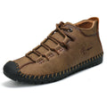 Men Hand Stitching Comfy Soft Microfiber Leather Lace Up Ankle Boots