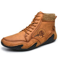 Men Handmade Soft Slip Resistant Lace Up Leather Ankle Boots