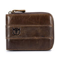 Bullcaptain Genuine Leather Trifold Wallet RFID Antimagnetic Vintage 11 Card Slots Coin Bag Wallet For Men
