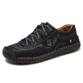 Men Microfiber Leather Hand Stitching Comfy Soft Sole Casual Shoes