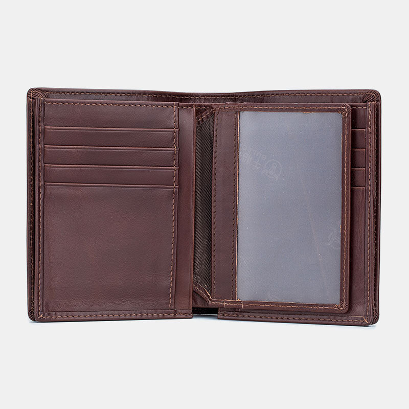 Bullcaptain Men Genuine Leather Bifold Multi-card Slot Card Holder Coin Purse Money Clip Wallet