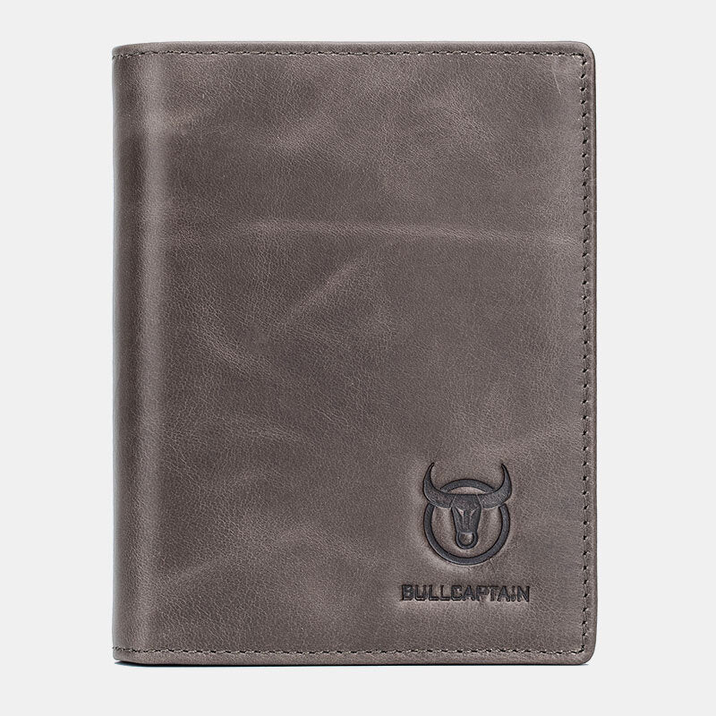 Bullcaptain Men Genuine Leather Bifold Multi-card Slot Card Holder Coin Purse Money Clip Wallet