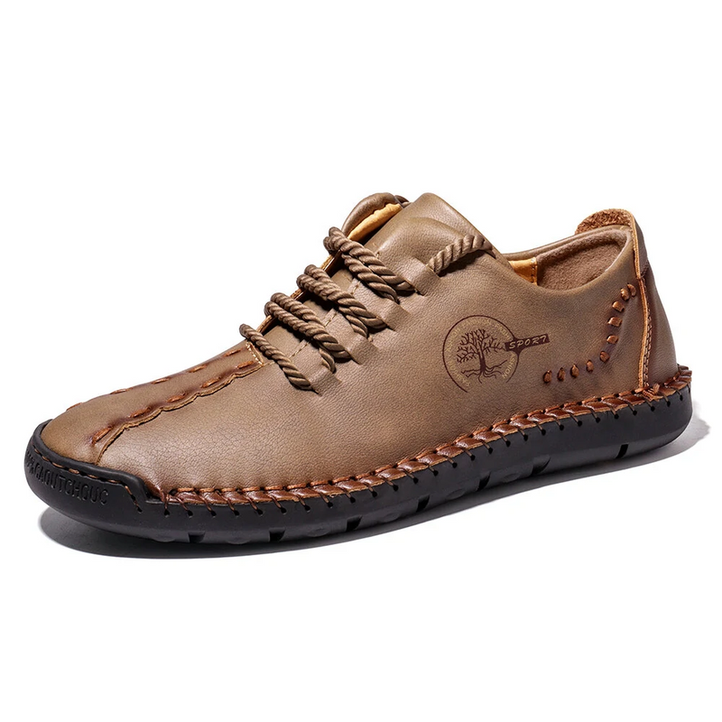 Men Hand Stitching Non Slip Soft Sole Casual Leather Shoes