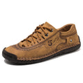 Men Microfiber Leather Hand Stitching Comfy Soft Sole Casual Shoes