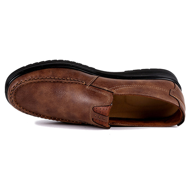 Men Large Size Retro Color Leather Soft Sole Casual Driving Shoes