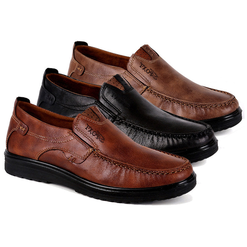 Men Large Size Retro Color Leather Soft Sole Casual Driving Shoes