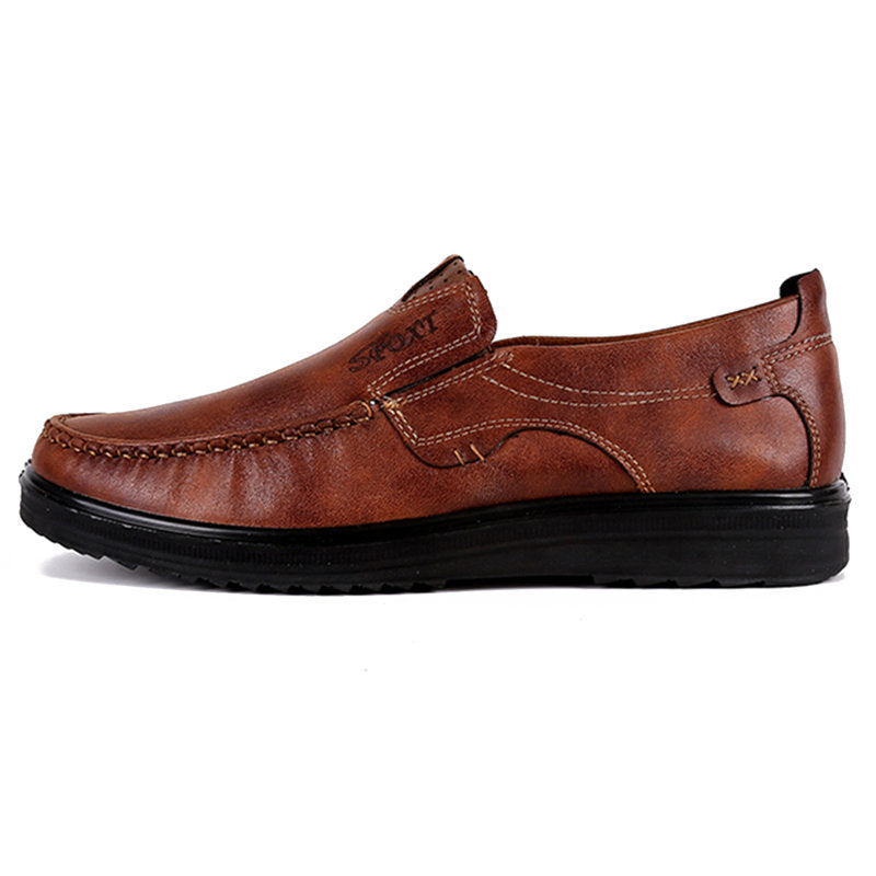 Men Large Size Retro Color Leather Soft Sole Casual Driving Shoes