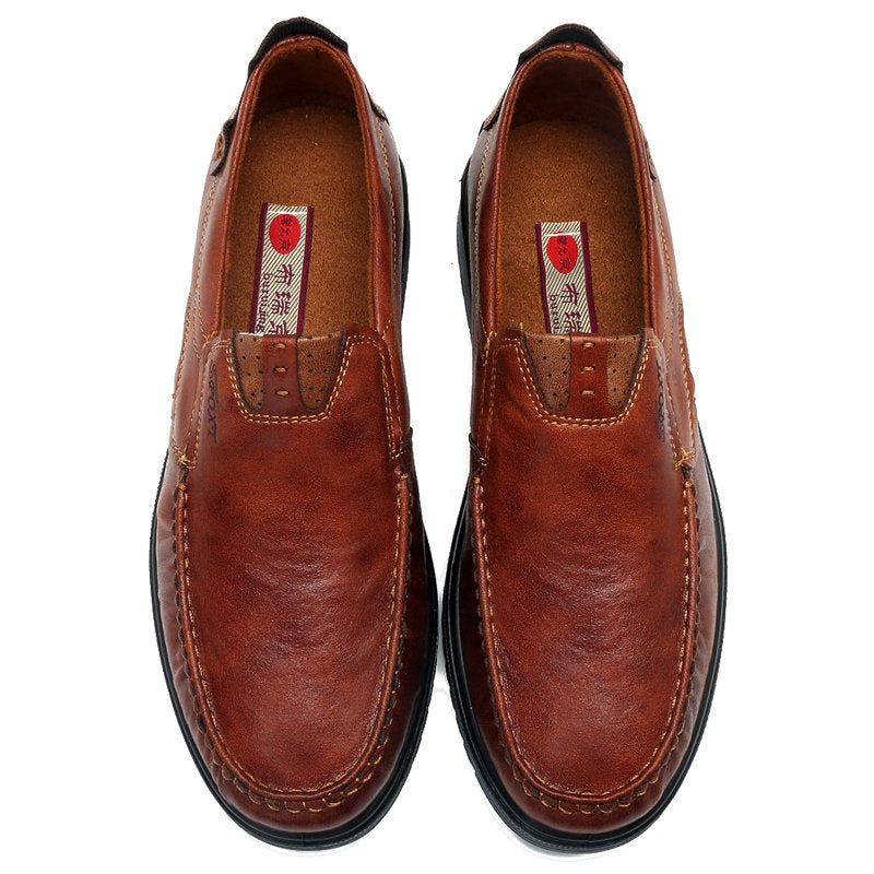 Men Large Size Retro Color Leather Soft Sole Casual Driving Shoes