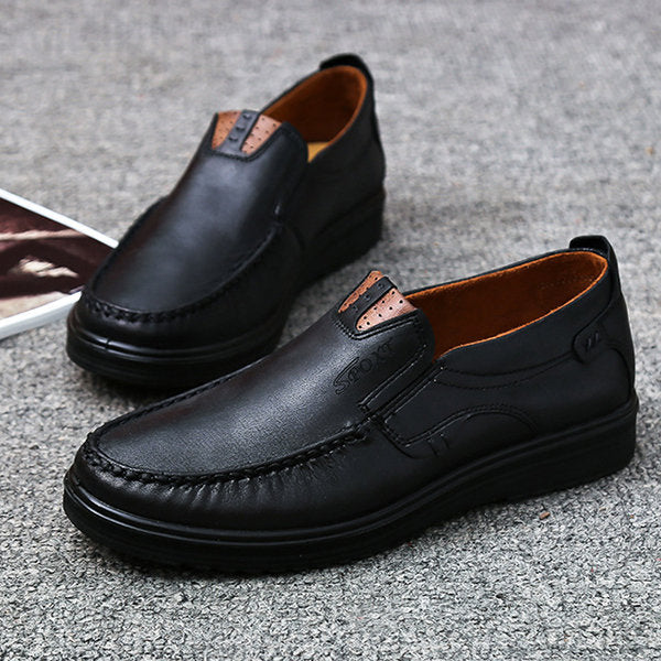 Men Large Size Retro Color Leather Soft Sole Casual Driving Shoes