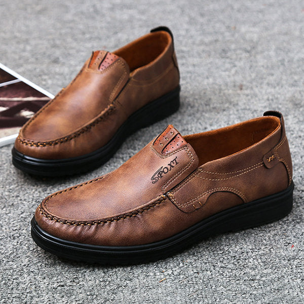 Men Large Size Retro Color Leather Soft Sole Casual Driving Shoes